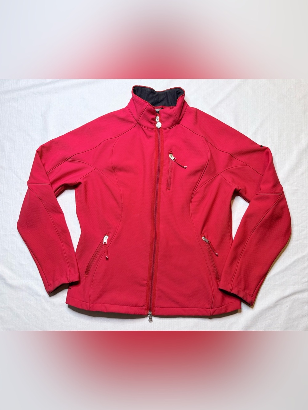 Nike FIT Women’s Therma Running Full Zip Jacket Red Phone & Zip Pockets XL
